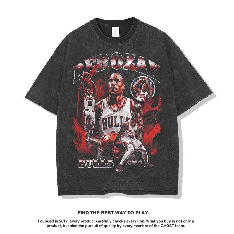Nba T Shirt Printed Short-Sleeved T-shirt Loose Shoulder Summer Fashion Brand Top Men High-quality pure cotton comfortable and trendy clothing
