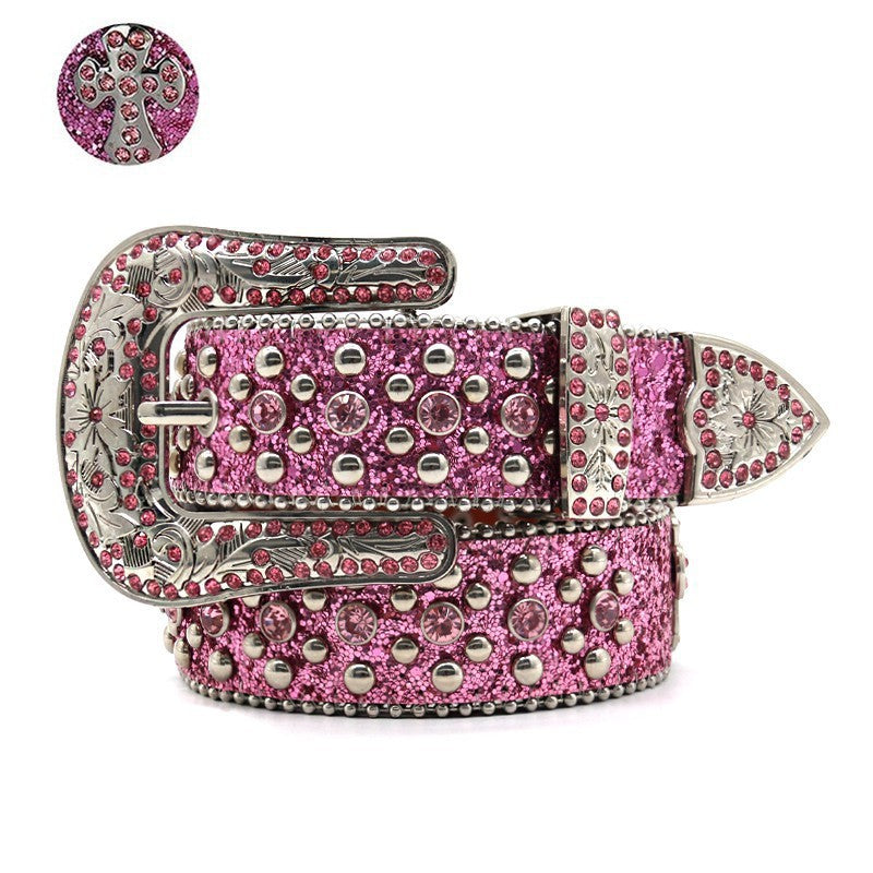 Hip-hop punk rhinestone belt punk style