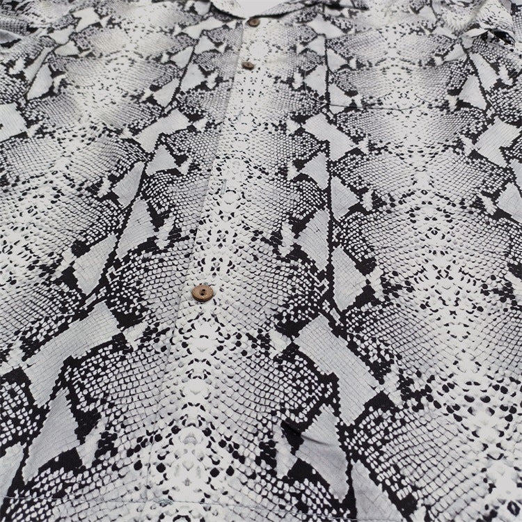 GUILTYPARTIES TIGER Long sleeved shirt Heaven, snake rayon Hawaiian long-sleeved shirt men