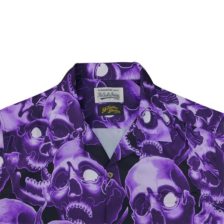 GUILTYPARTIES TIGER Shirts 56 TATTOO Tattoo, Ghost Head, Skull Hawaiian Short Sleeve Shirt Men