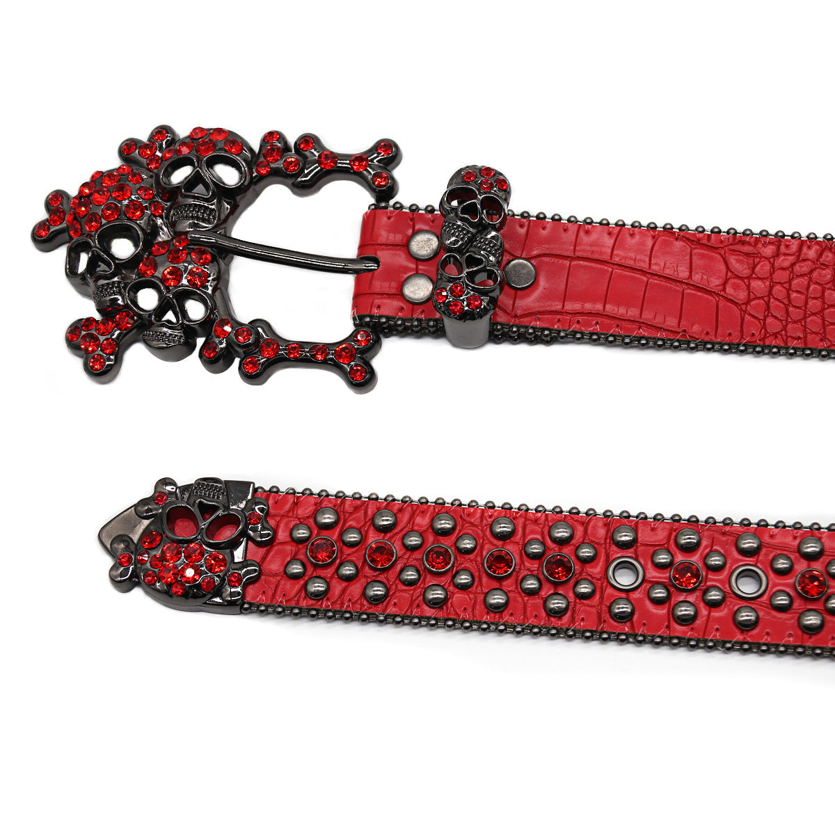 Hip-hop punk rhinestone belt y2k skull accessories