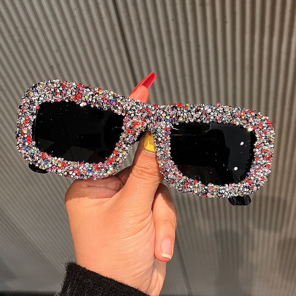 Trendy punk glasses diamond square