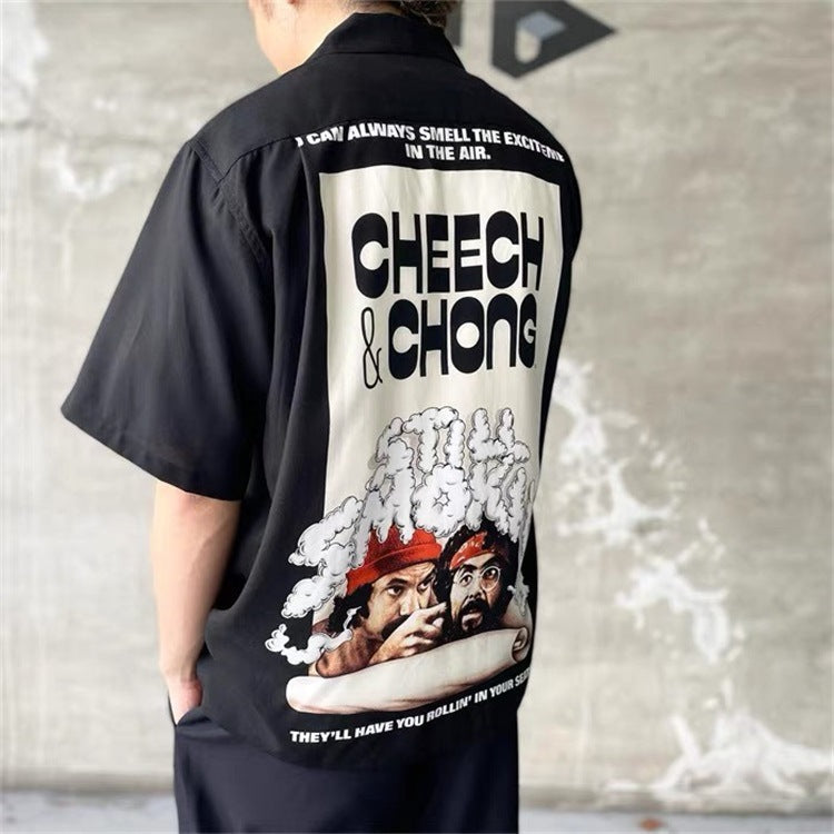 GUILTYPARTIES TIGER Shirts 22ss SMOKIN CHEECH & CHONG Hawaiian Short Sleeve Shirt Men