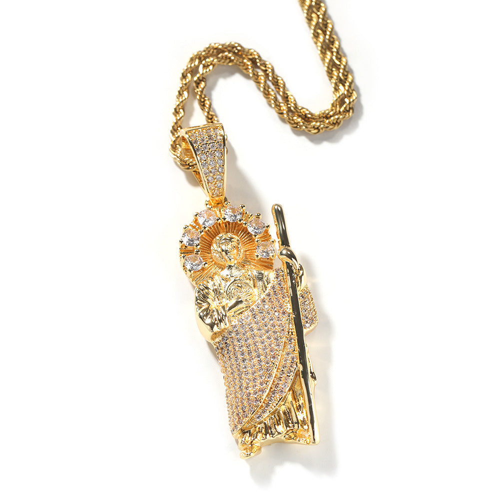 Jewelry Vintage Portrait Pendant Copper Set Zircon Pendant Angel Pieces Far East Spectrum Egypt Pieces