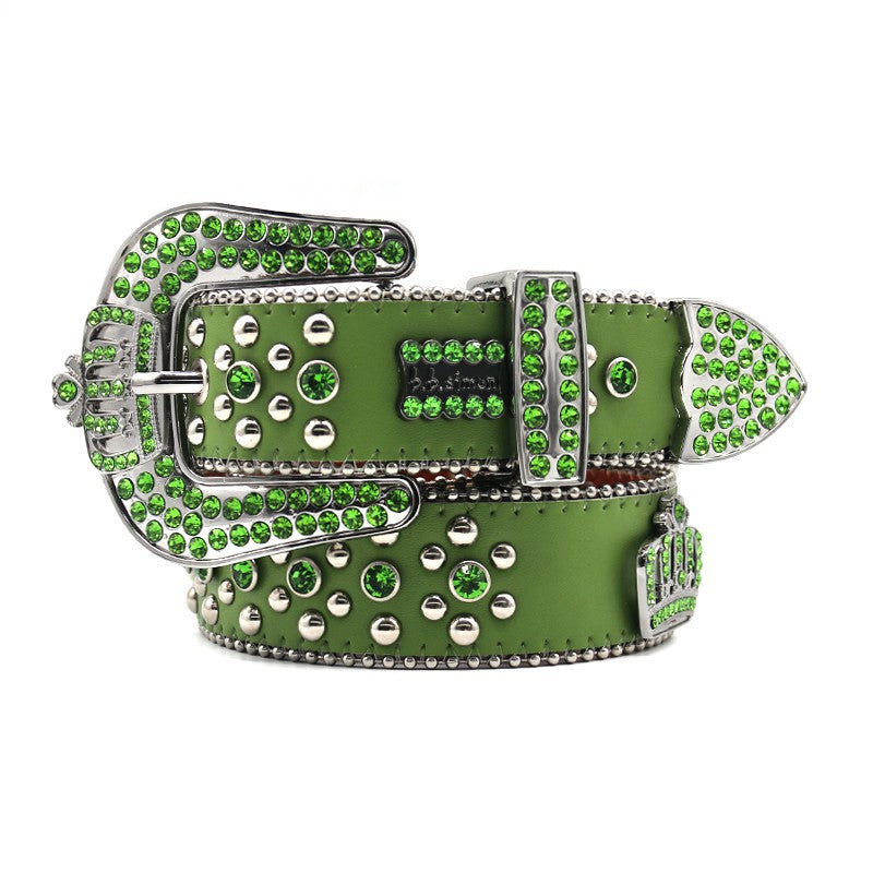 Hip-hop punk rhinestone belt alloy crown