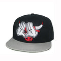Trendy flat brimmed snapback hatshands bull bull