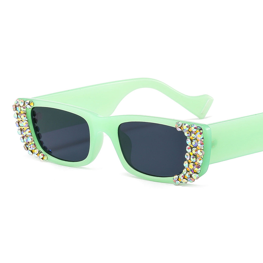 Trendy punk glasses retro diamond sunglasses uv protection