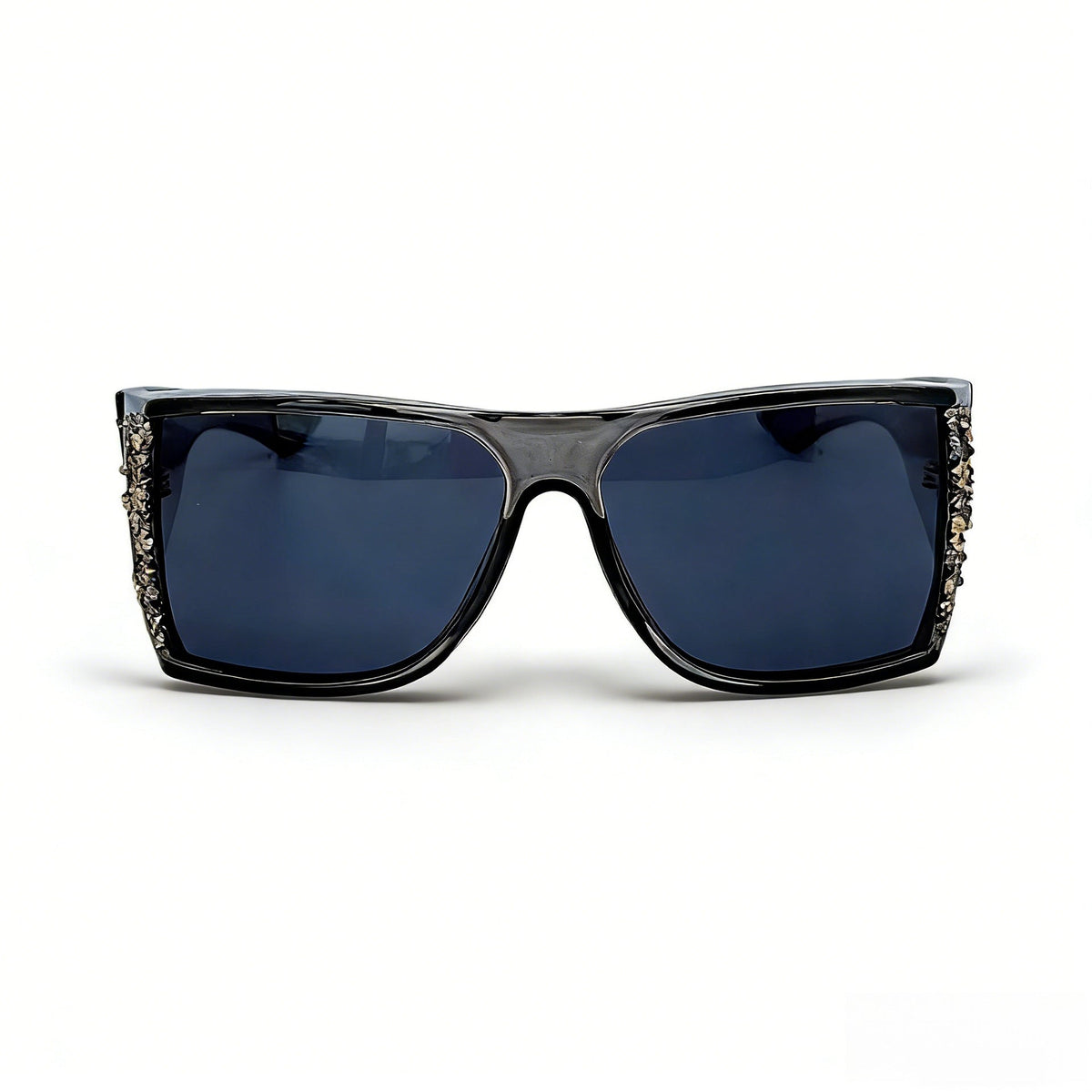 Trendy punk glasses retro large frame with diamonds y2k