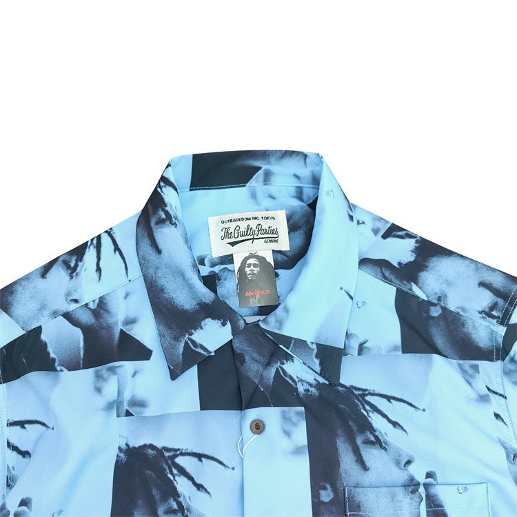 GUILTYPARTIES TIGER Long sleeved shirt BOB MARLEY Reggae rock portrait Hawaiian long sleeved shirt