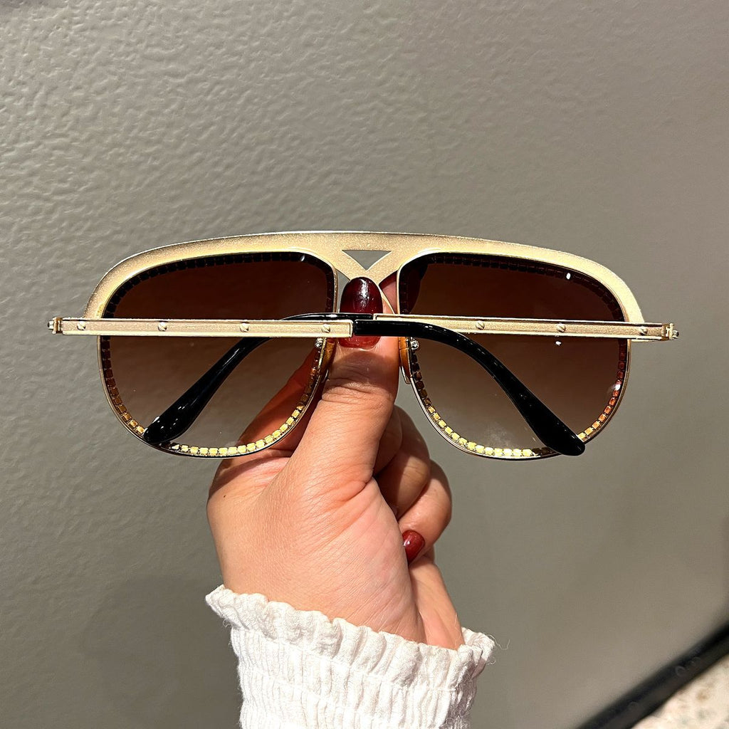 Trendy punk glasses diamond retro