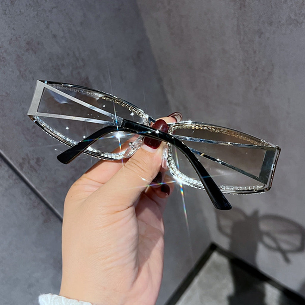 Trendy punk glasses y2k cut out diamond retro