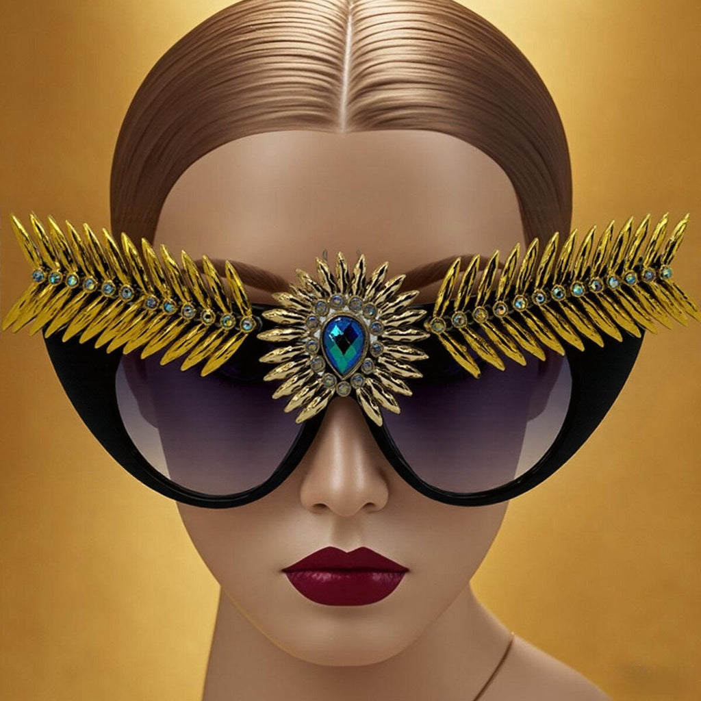 Trendy punk glasses retro style devil's eye