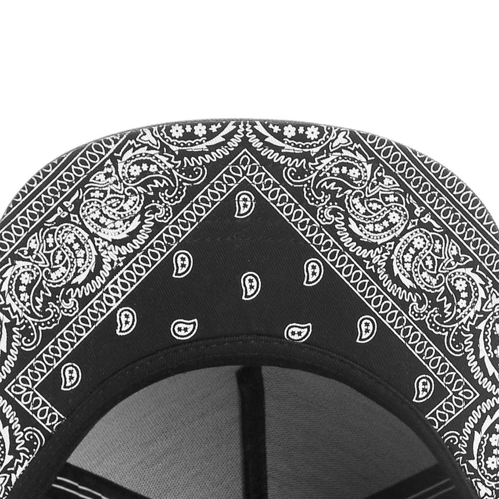 Trendy flat brimmed snapback hatscashew pattern