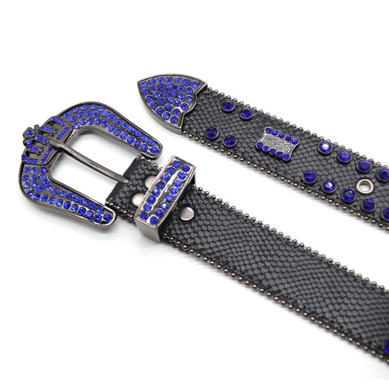 Hip-hop punk rhinestone belt crown rhinestone punk style