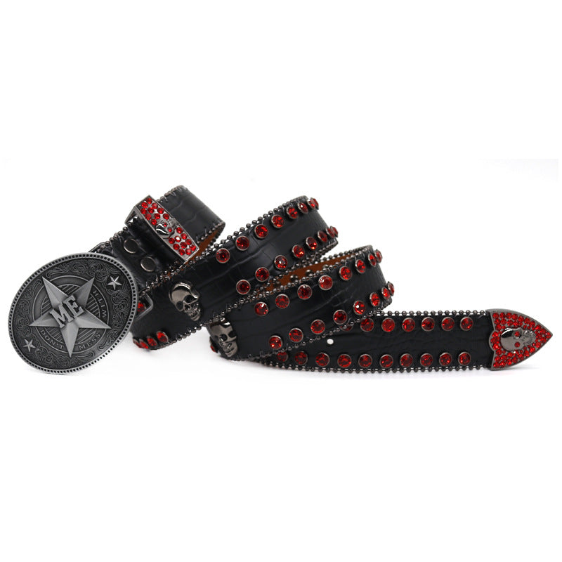 Hip-hop punk rhinestone belt dark style