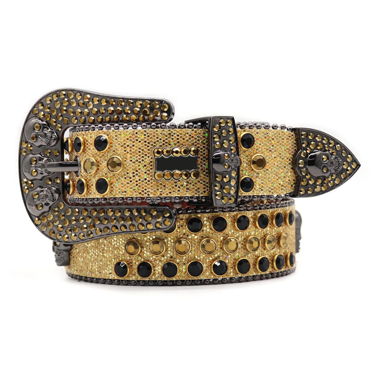 Hip-hop punk rhinestone belt rhinestone ghost head punk style