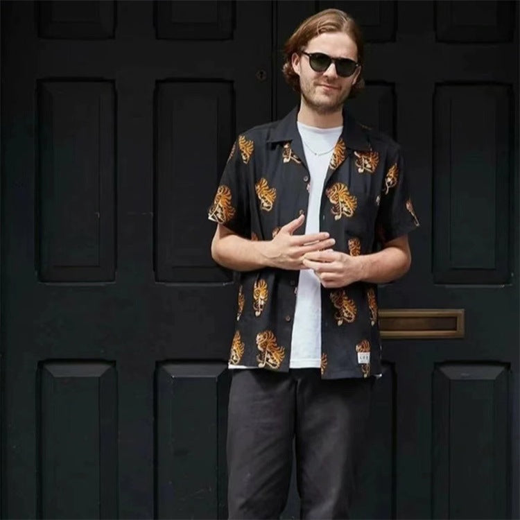 GUILTYPARTIES TIGER Shirts 18FW E-WMS-HI02 Ukiyo-e, Tiger Hawaiian Short Sleeve Shirt
