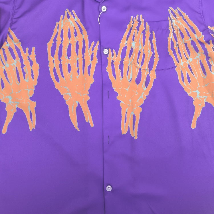 GUILTYPARTIES TIGER Shirts 21ss Limited Ghost Hand, Ghost Claw Print, Hawaiian Short Sleeve Shirt Men