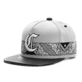 Trendy flat brimmed snapback hatscashew pattern printing embroider leather hat