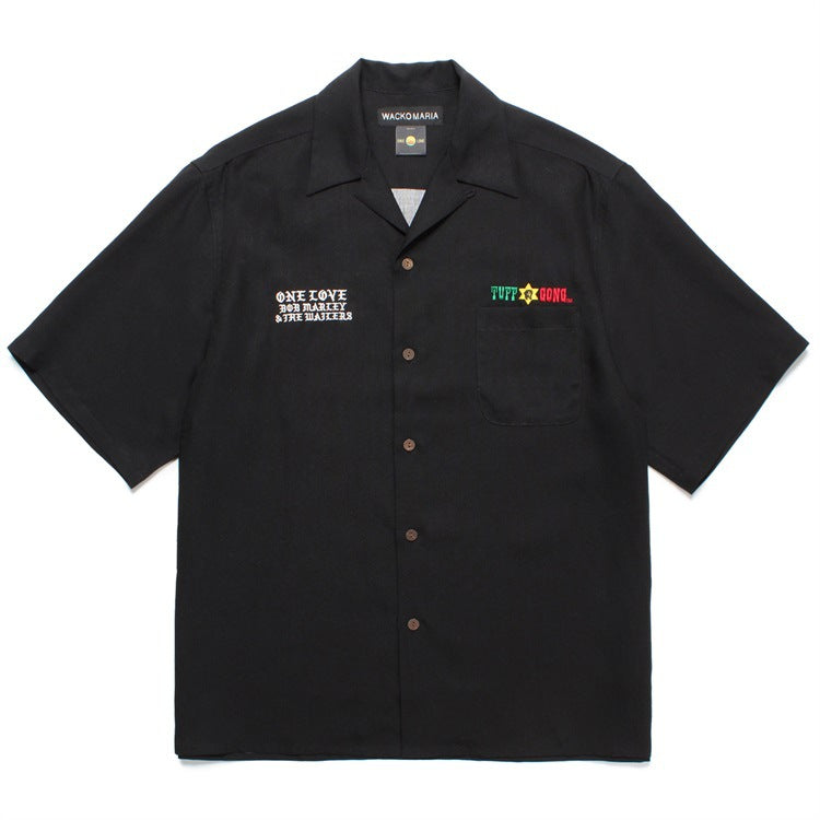 GUILTYPARTIES TIGER Shirts 24AW BOB MARLEY, Embroidered Hawaiian Short Sleeve Shirt Men