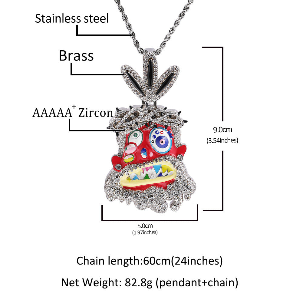 Jewelry Pendant Copper Zircon Color Pendant Dog Tags rapper Spectrum Far East