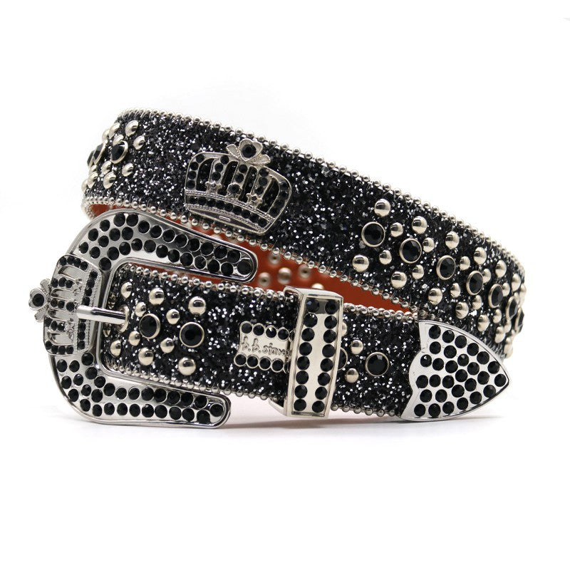 Hip-hop punk rhinestone belt crown y2k punk belt