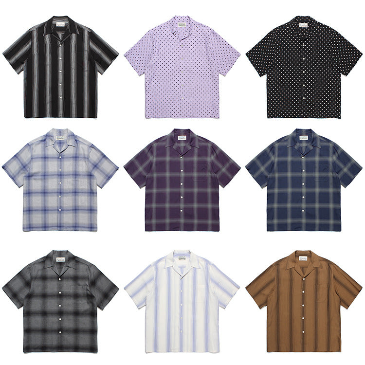 GUILTYPARTIES TIGER Shirts 23SS Striped Plaid Polka Dot Hawaiian Rayon Short Sleeve Shirt Men