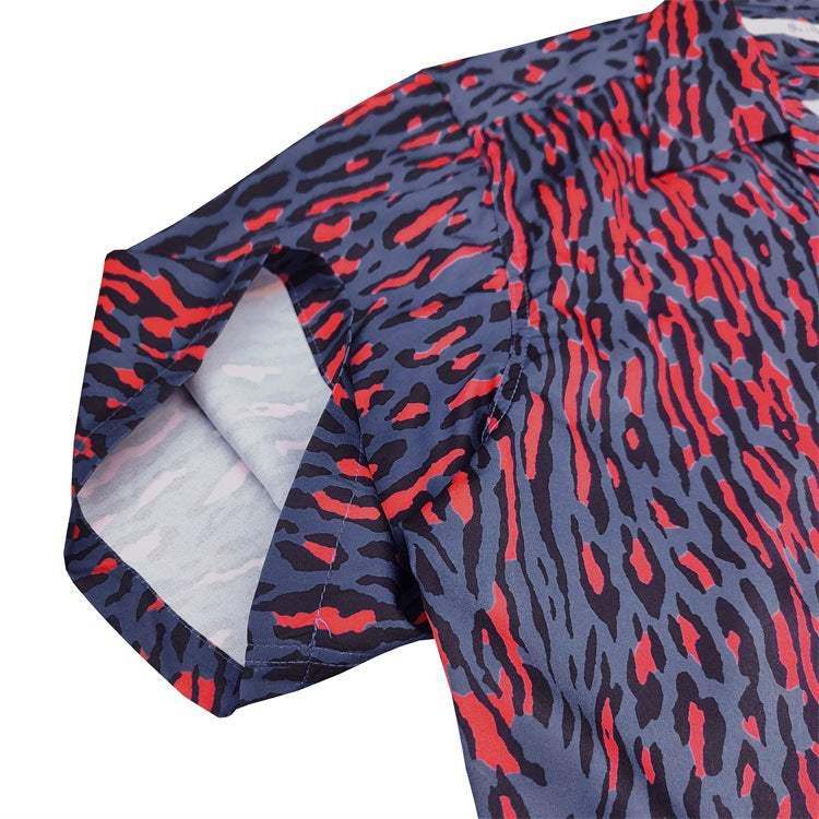 GUILTYPARTIES TIGER Shirts 24AW Leopard print, Hawaiian casual short-sleeved shirt men