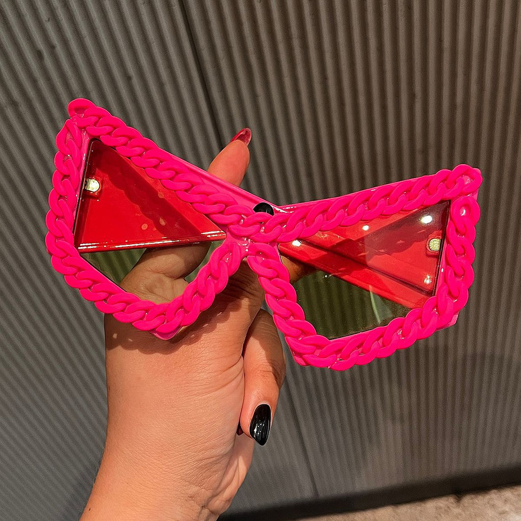 Trendy punk glasses chain retro cat eye