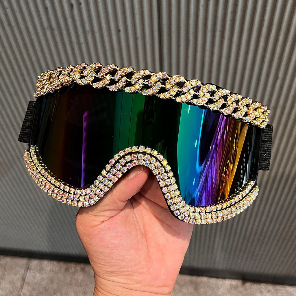 Trendy punk glasses sand and dustproof large frame sponge