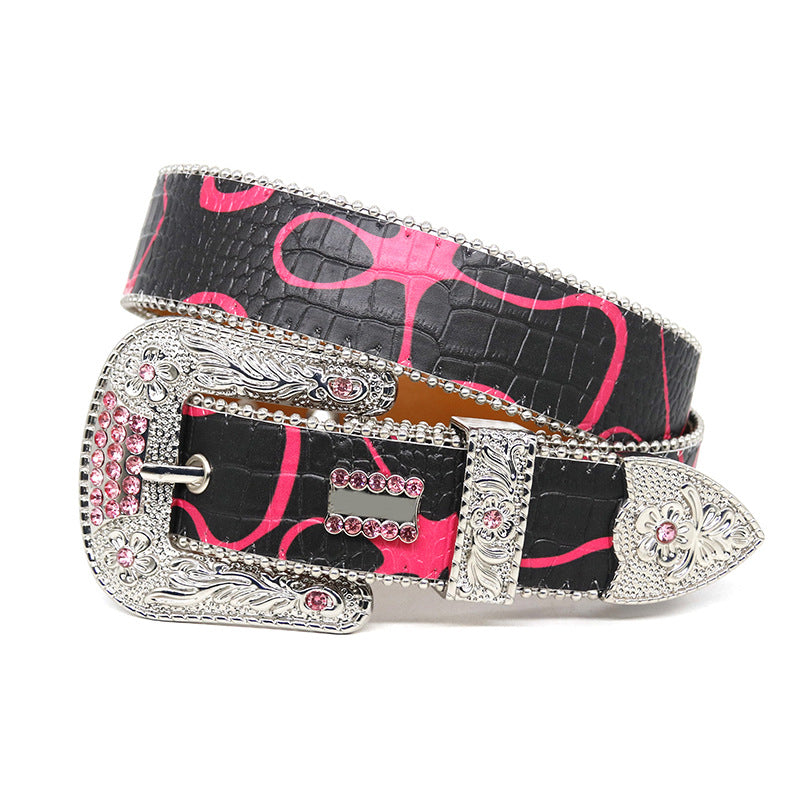 Hip-hop punk rhinestone belt punk style