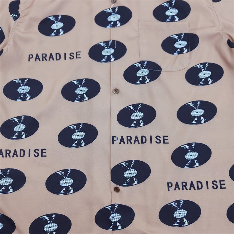 GUILTYPARTIES TIGER Shirts 24ss vinyl record rayon hawaiian casual short-sleeved shirt men