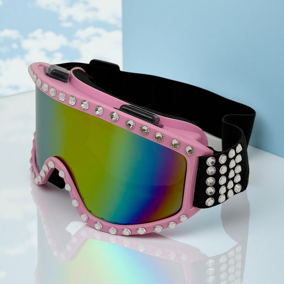Trendy punk glasses with diamonds and cotton, windproof and dustproof