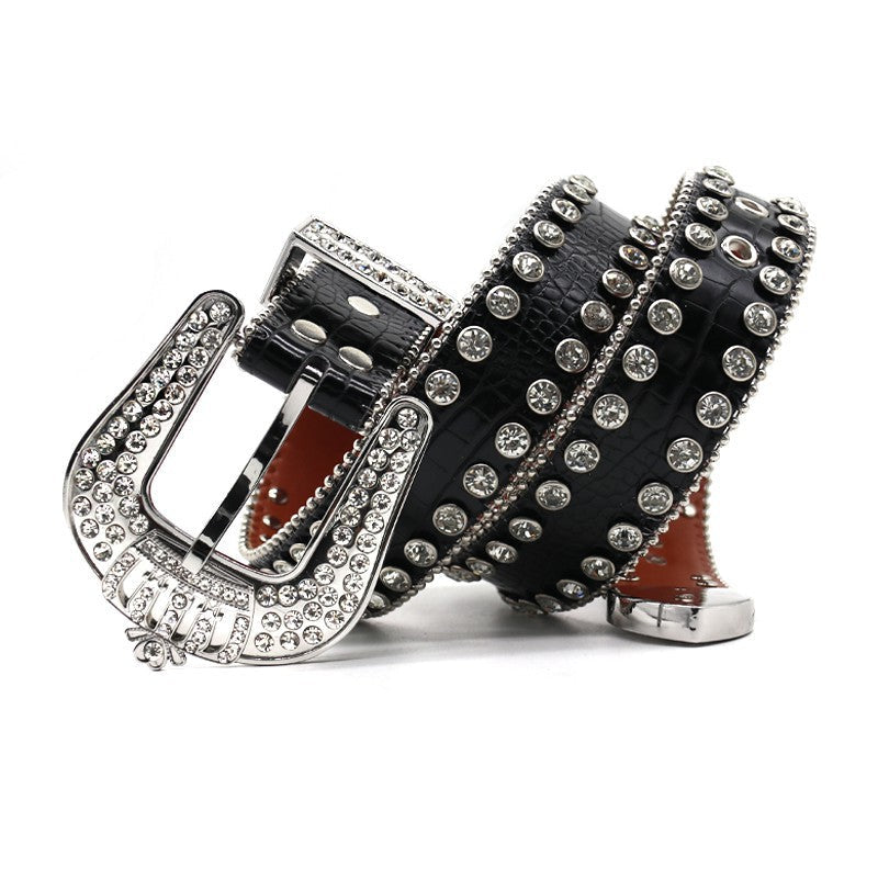 Hip-hop punk rhinestone belt crown belt