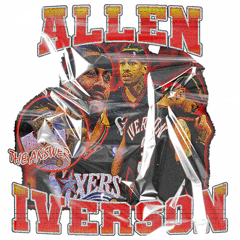 Nba T Shirt Allen Iverson Printed Short-Sleeved T-shirt Heavy Men and Women High-quality pure cotton comfortable and trendy clothing