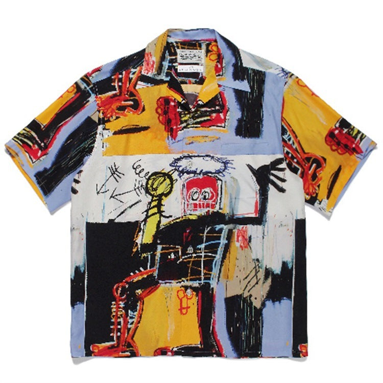 GUILTYPARTIES TIGER Shirts Basquiat graffiti Hawaiian loose short-sleeved shirt men