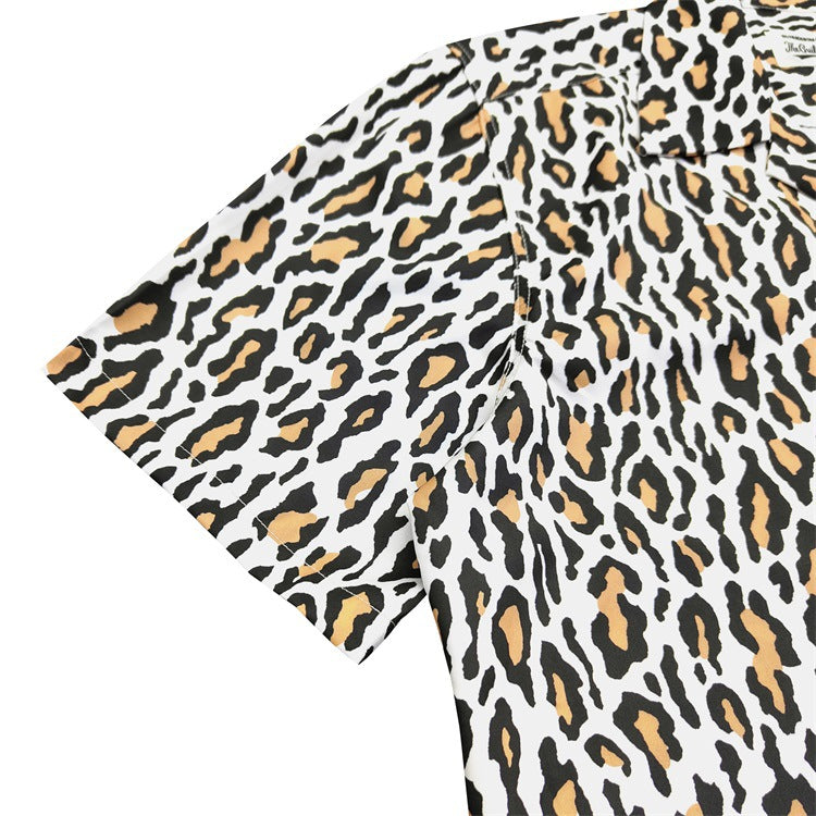 GUILTYPARTIES TIGER Shirts 23AW autumn and winter leopard print Hawaiian rayon short-sleeved shirt