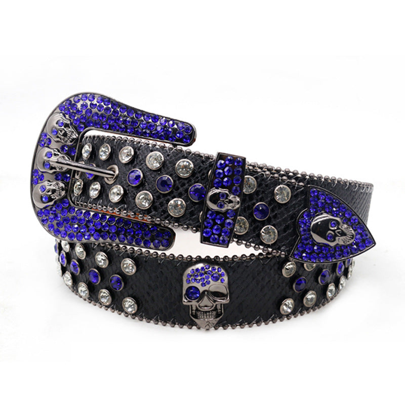 Hip-hop punk rhinestone belt skull punk dark style