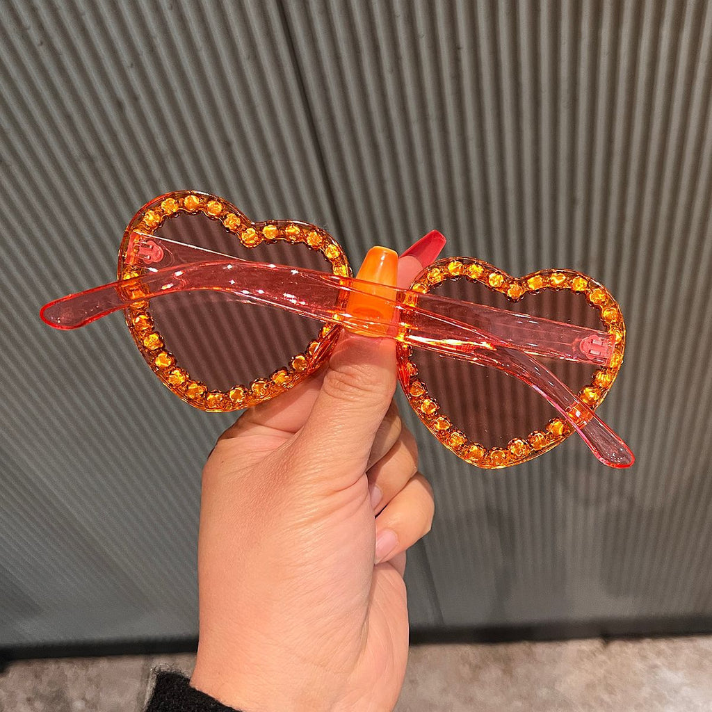 Trendy punk glasses diamond-encrusted uv protection