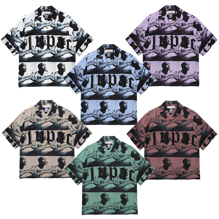 GUILTYPARTIES TIGER Shirts 23SS2PAC series five-pattern full print, Hawaiian short-sleeved shirt men