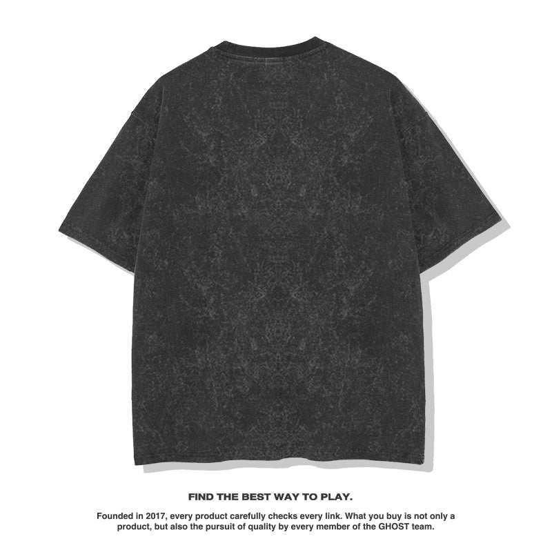 Nba T Shirt James Printed Short-Sleeved T-shirt Heavy Washed Distressed Male and Female Trendy Brand Top High-quality pure cotton comfortable and trendy clothing