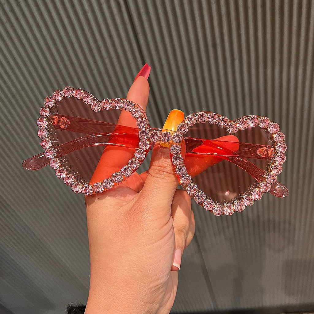 Trendy punk glasses diamond-encrusted uv protection