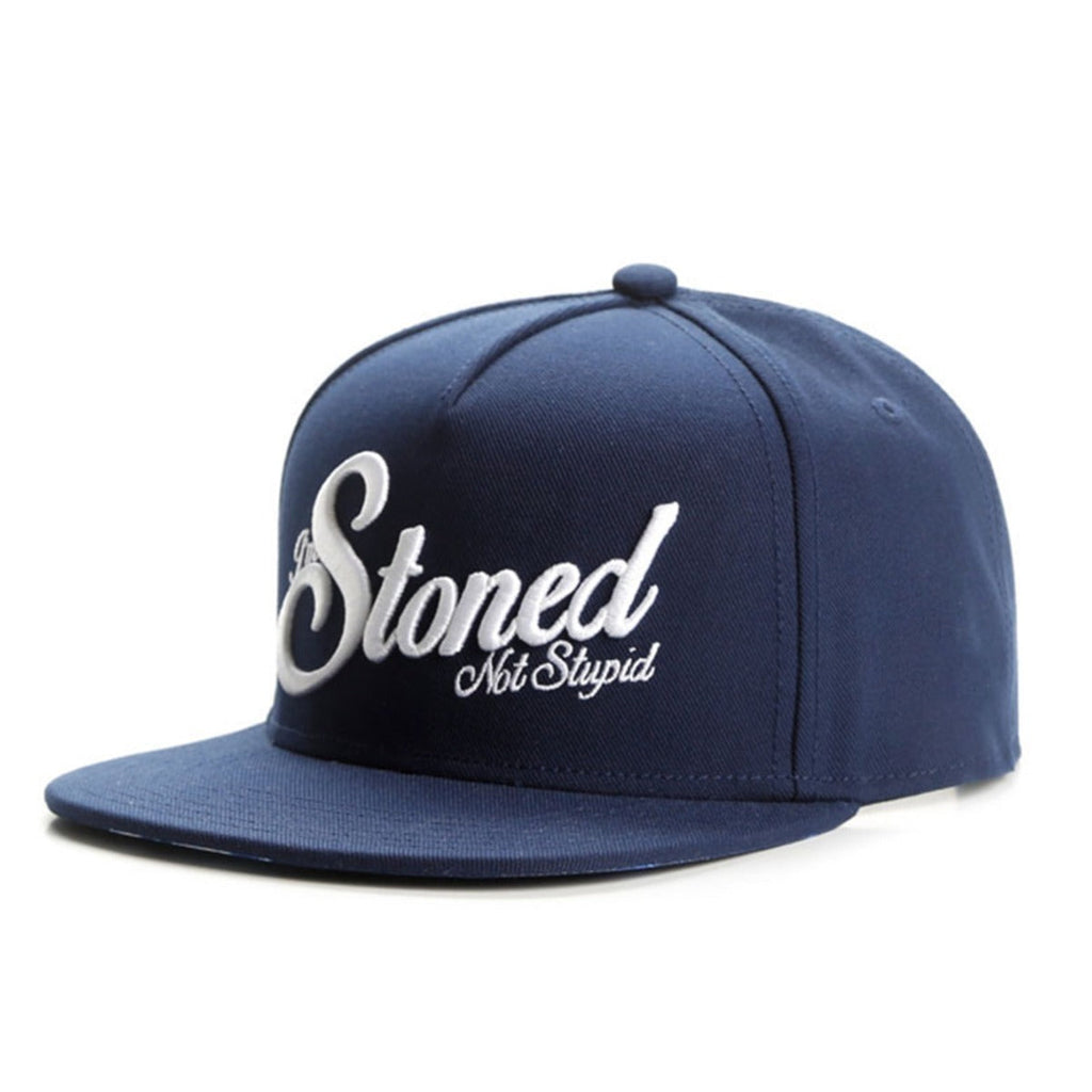 Trendy flat brimmed snapback hatsletterstonedembroider sunshade