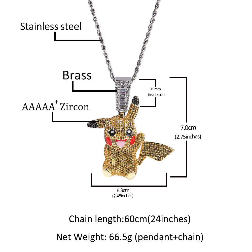 Jewelry Diamond Pendant Necklace Cartoon Fashion Necklace Male Animal Spectrum Pok¡§|mon