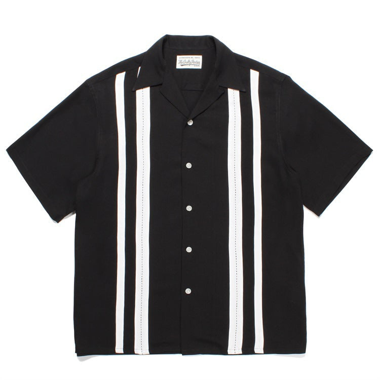 GUILTYPARTIES TIGER Shirts 23SS TWOTONE SHIRT Striped color-matching Hawaiian short-sleeved shirt