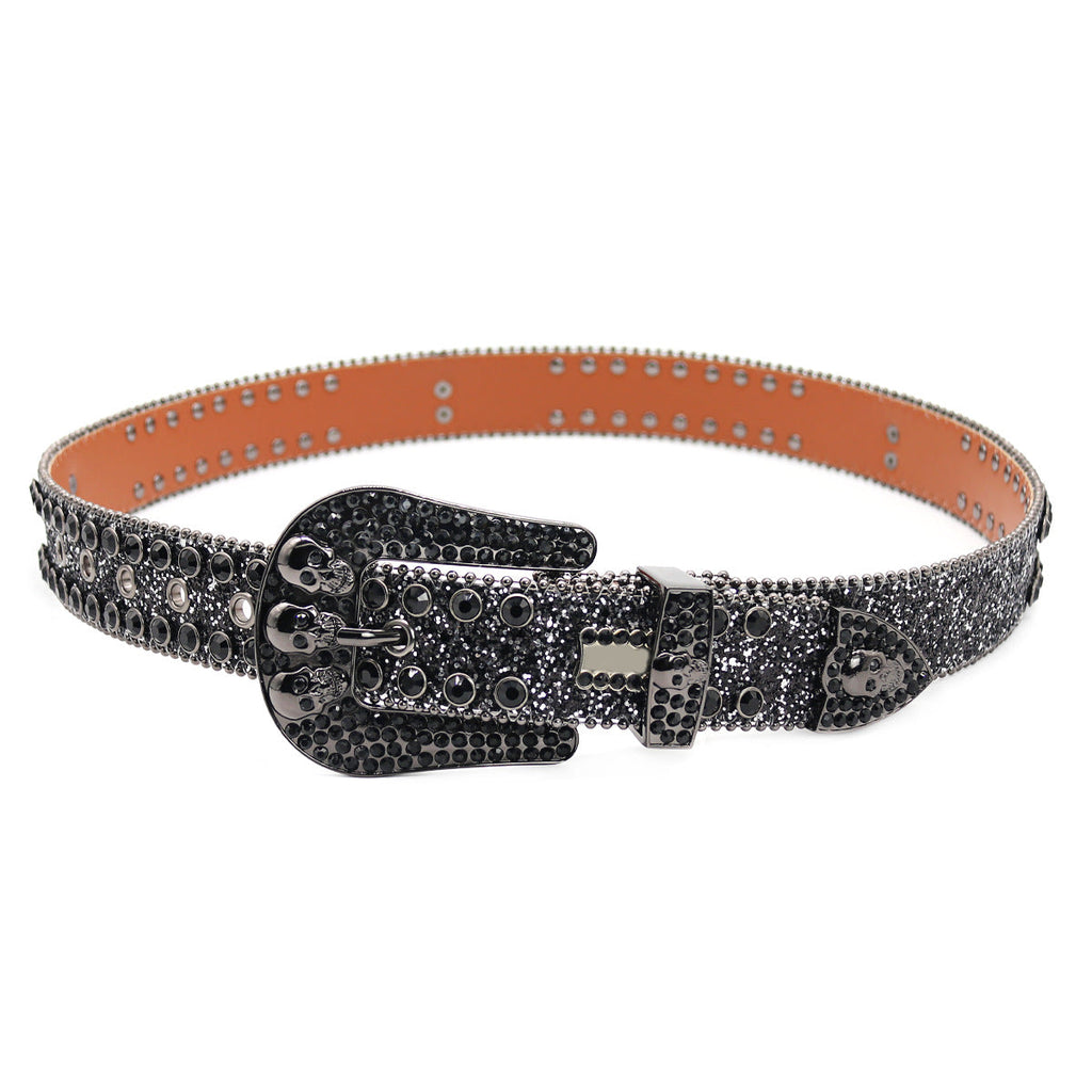 Hip-hop punk rhinestone belt skull dark style