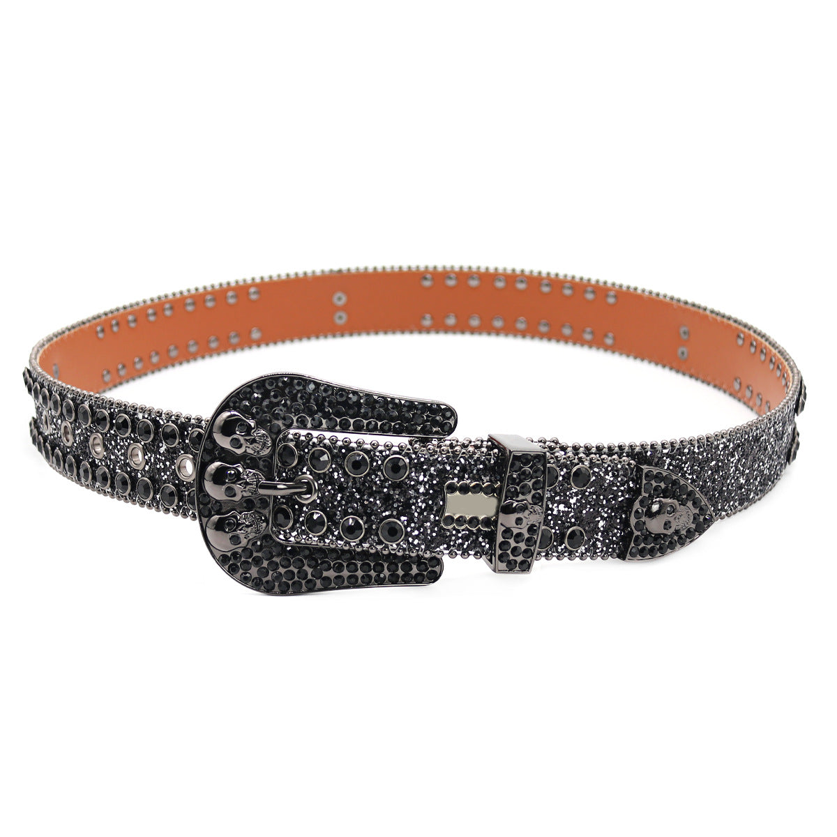 Hip-hop punk rhinestone belt skull dark style
