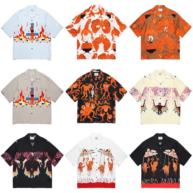 GUILTYPARTIES TIGER Shirts 24ss NECKFACE Co-branded Funny Graffiti, Hawaiian Short Sleeve Shirt