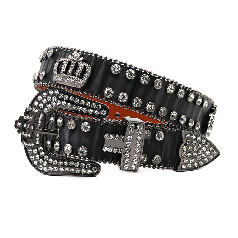 Hip-hop punk rhinestone belt rhinestone crown
