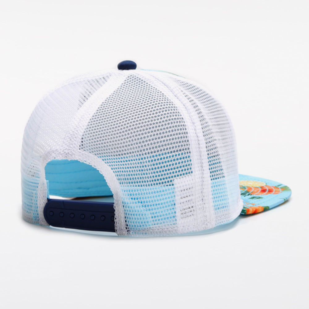 Trendy flat brimmed snapback hatssummer mesh breathable sunshade adjustable